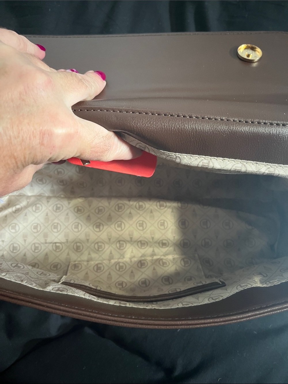 London Fog Brown Leather Satchel with Top Handle - Picture 5 of 8